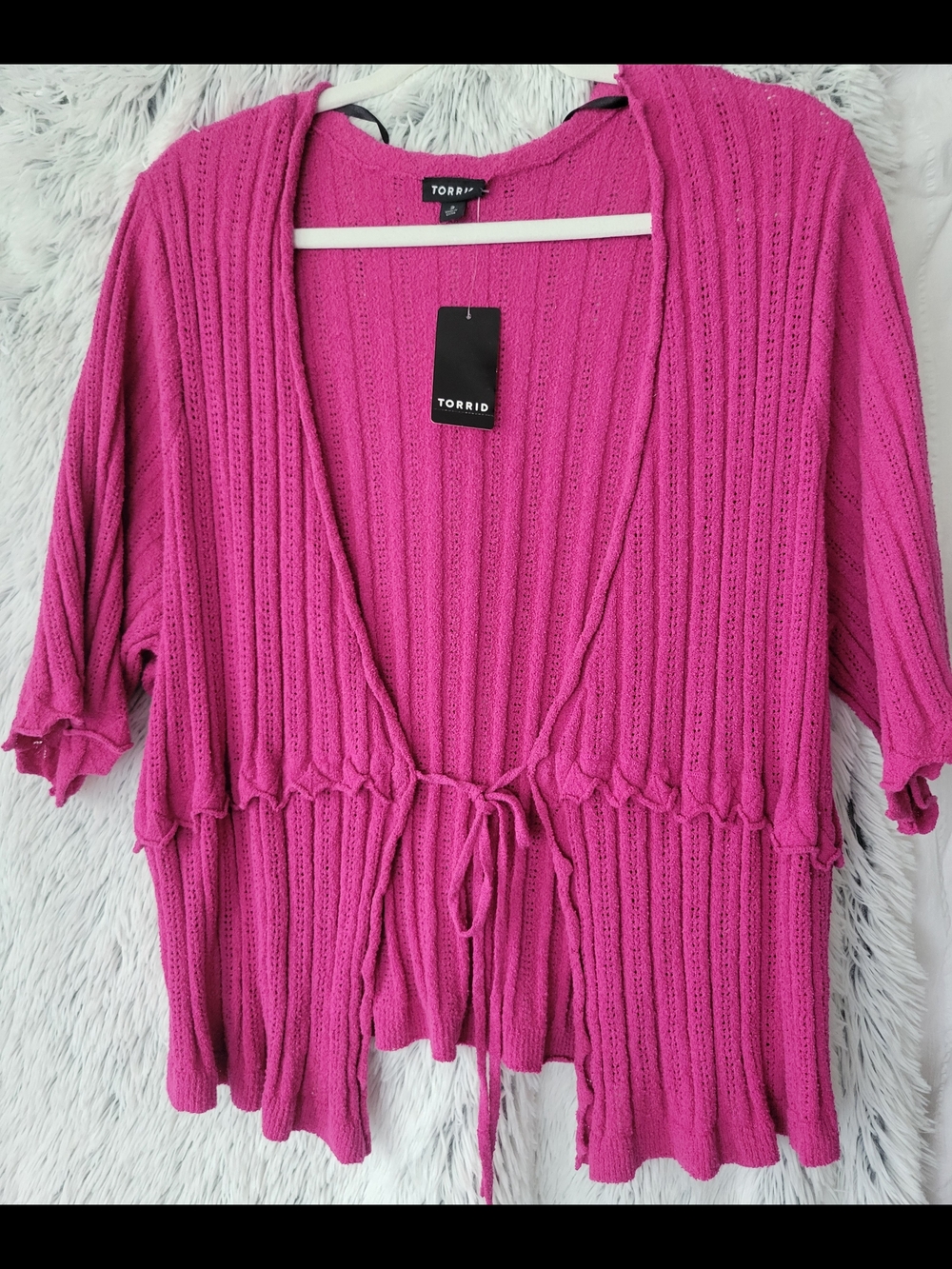 Torrid Pink Open-Front Tie-Waist Sweater